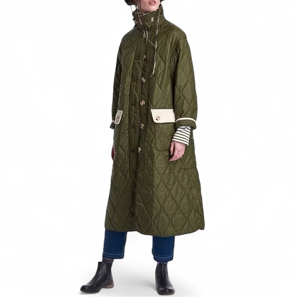 Barbour by Alexa Chung Annie Green Quilted Coat Jacket US 4 - Picture 1 of 14
